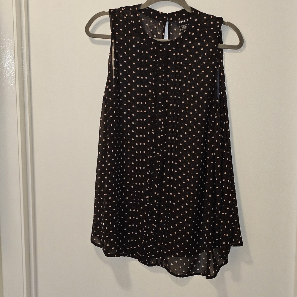COPY - Torrid Black Polka Dot Sleeveless Blouse